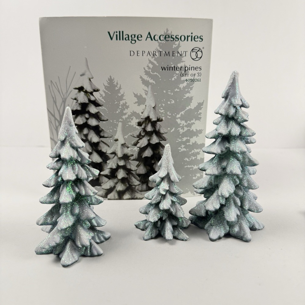 Department 56 Village Accessories Winter Pines Trees Christmas Set of 3 #4020261